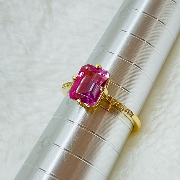 Bony Levy size 8 18k Gold Ring with Pink topaz 18k gold - Picture 1 of 17